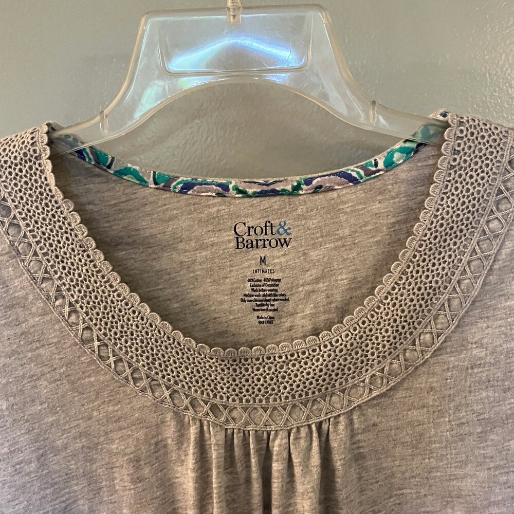 Croft & Barrow Intimates Short Sleeve Knit Pajama Top Sz M Gray - Picture 4 of 5